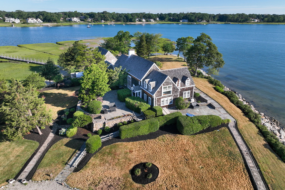 Duxbury Mansion aerial view from the bay